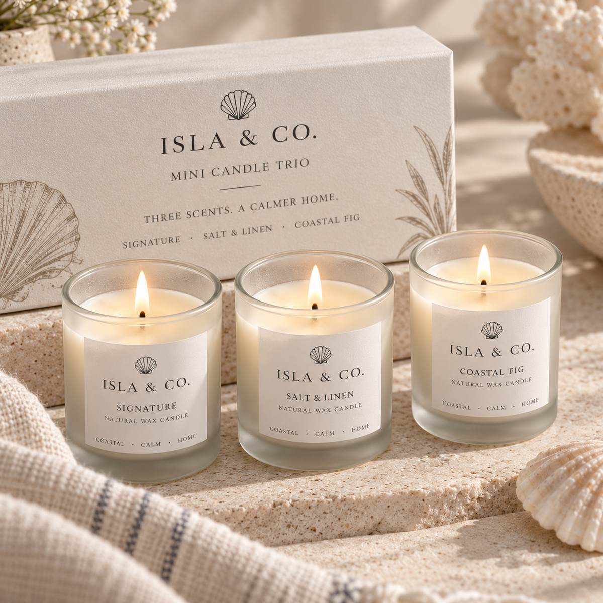 Isla & Co Mini Candle Trio with presentation box