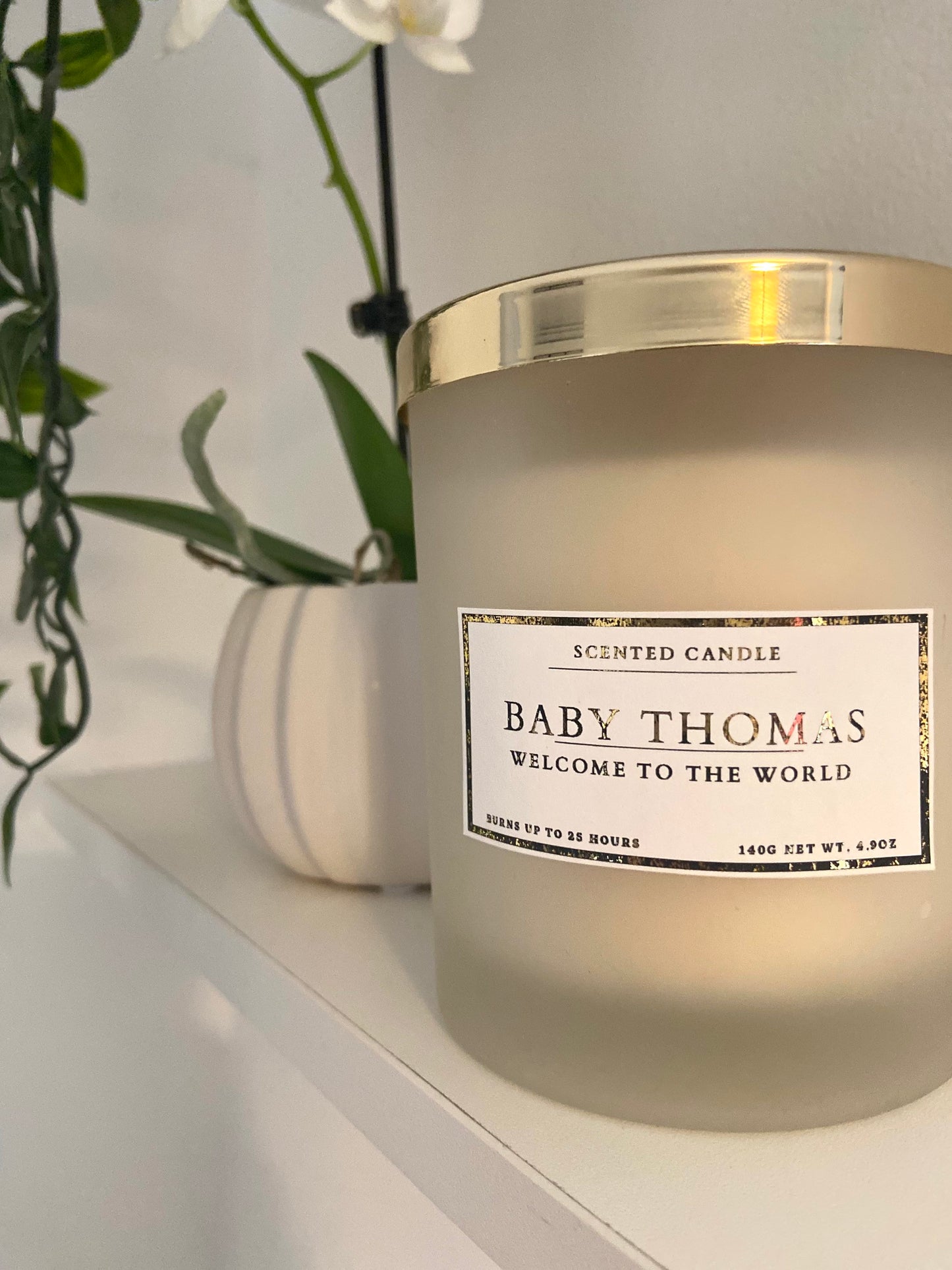 Personalised New Mum Baby Boy Welcome To The World Candle