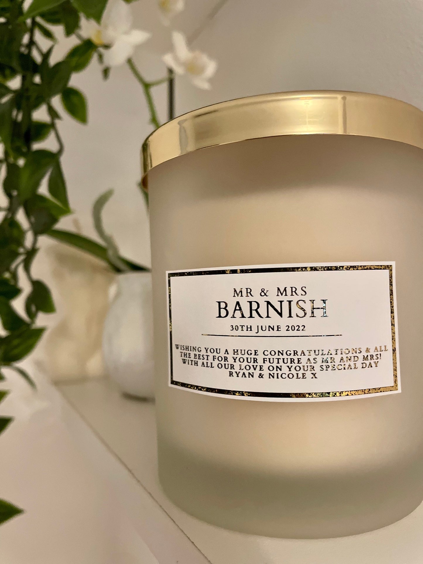 Personalised Congratulations Mr & Mrs Wedding Candle