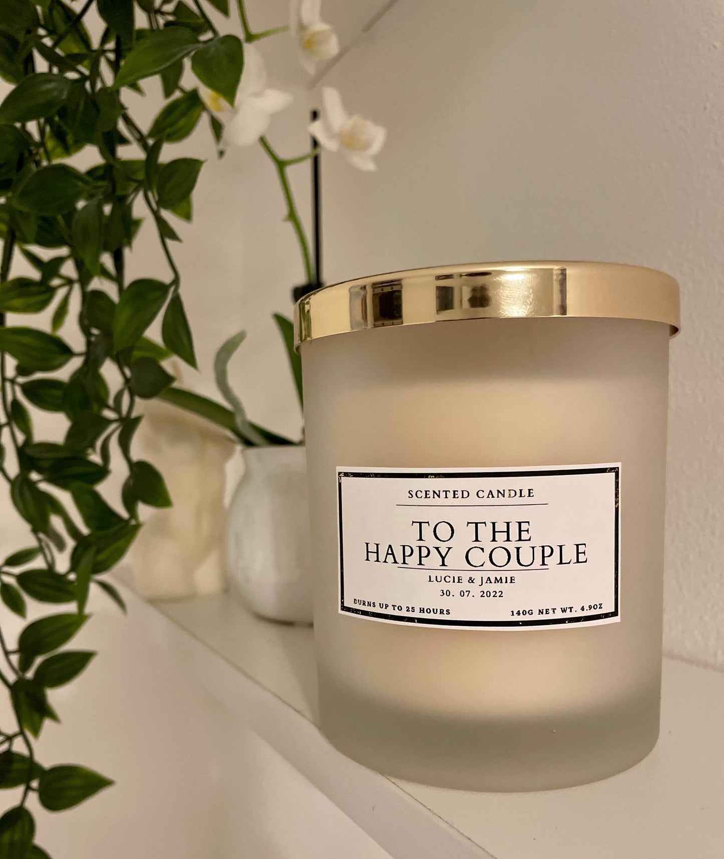 To The Happy Couple Personalised Wedding Candle
