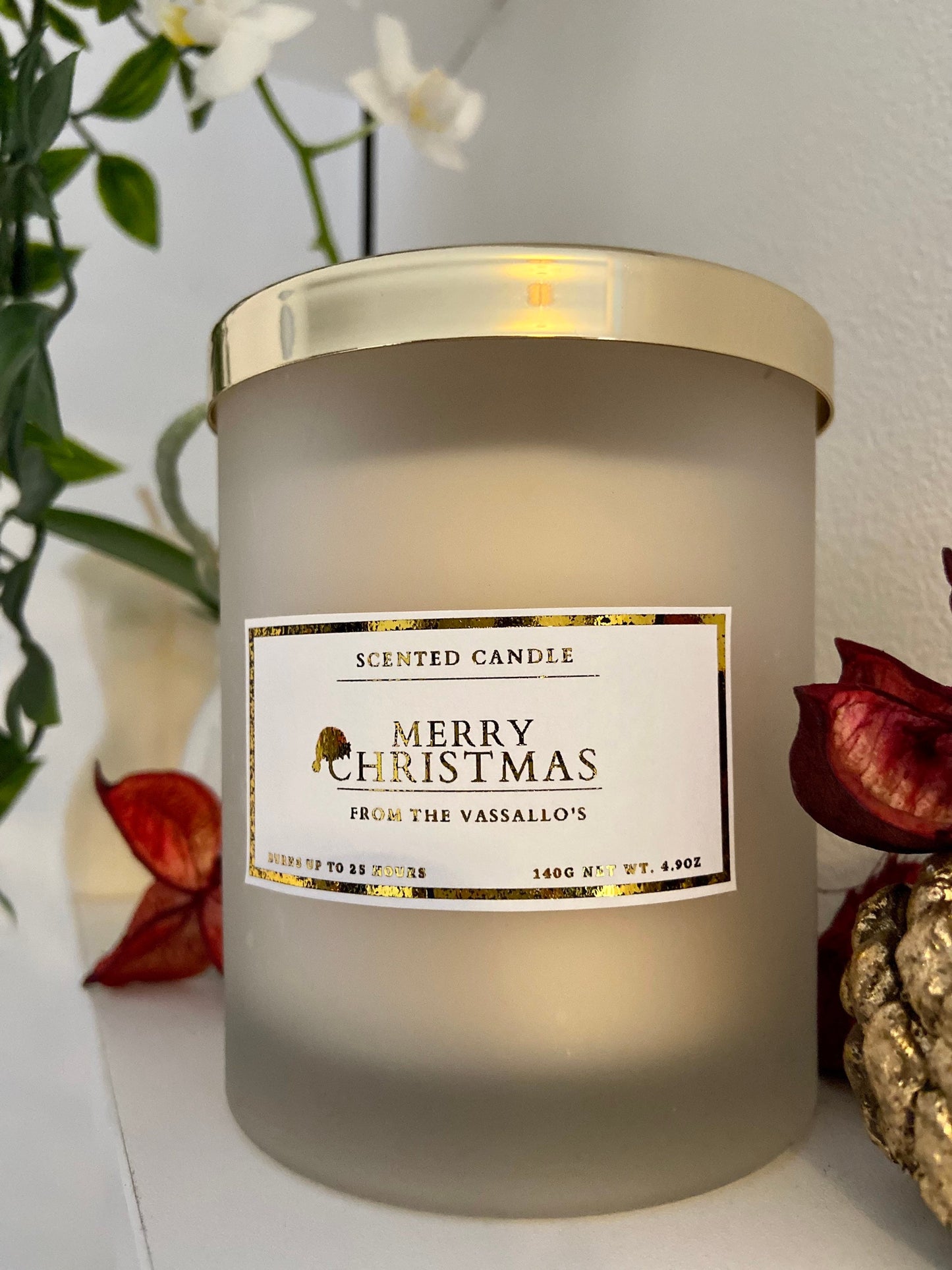 Personalised Merry Christmas Family Candle