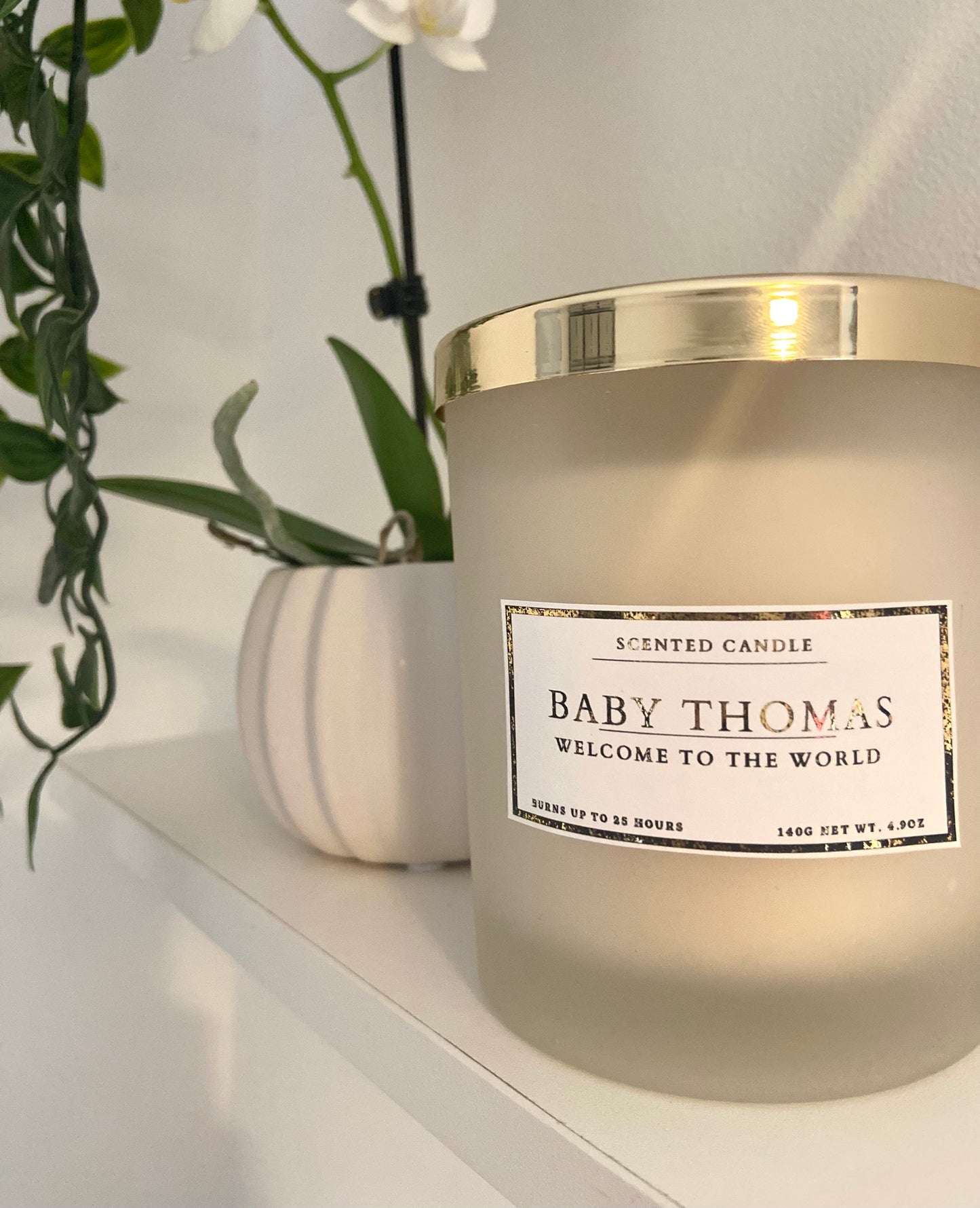 Personalised New Mum Baby Boy Welcome To The World Candle