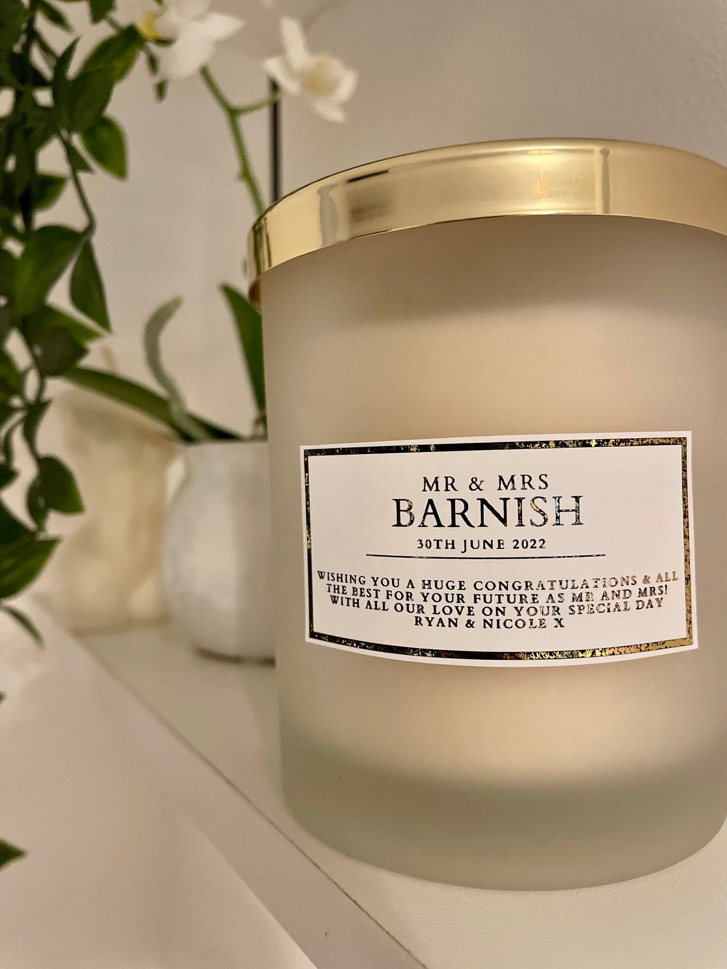 Personalised Congratulations Mr & Mrs Wedding Candle