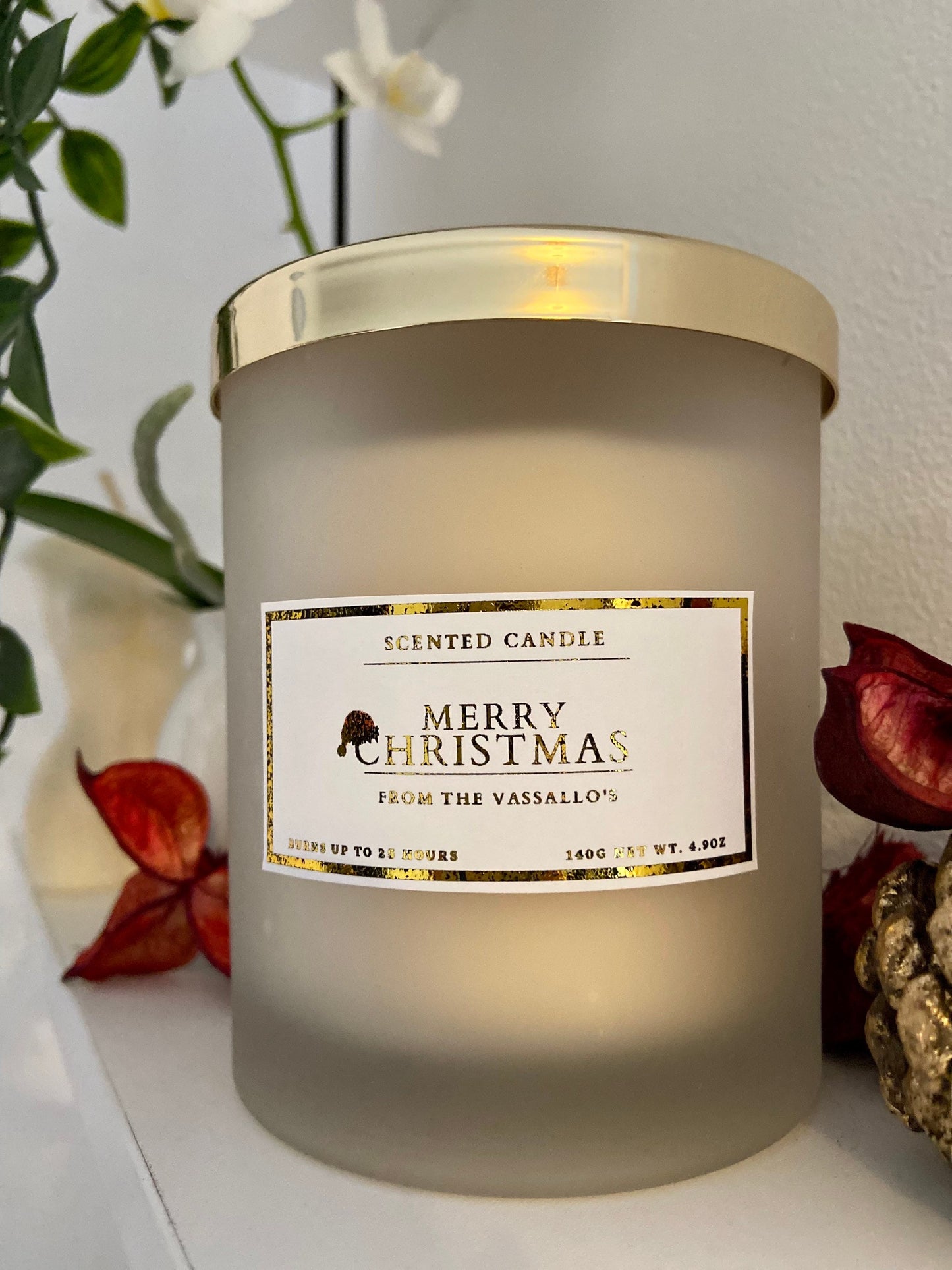 Personalised Merry Christmas Family Candle