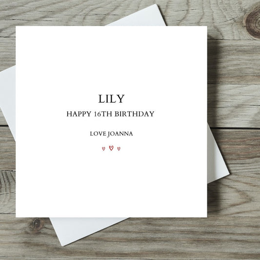 Personalised Happy 16th Birthday Card