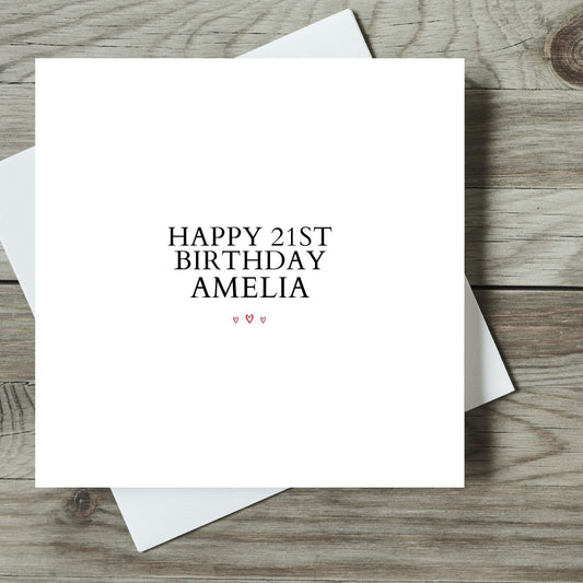 Personalised Happy 21st Birthday Card