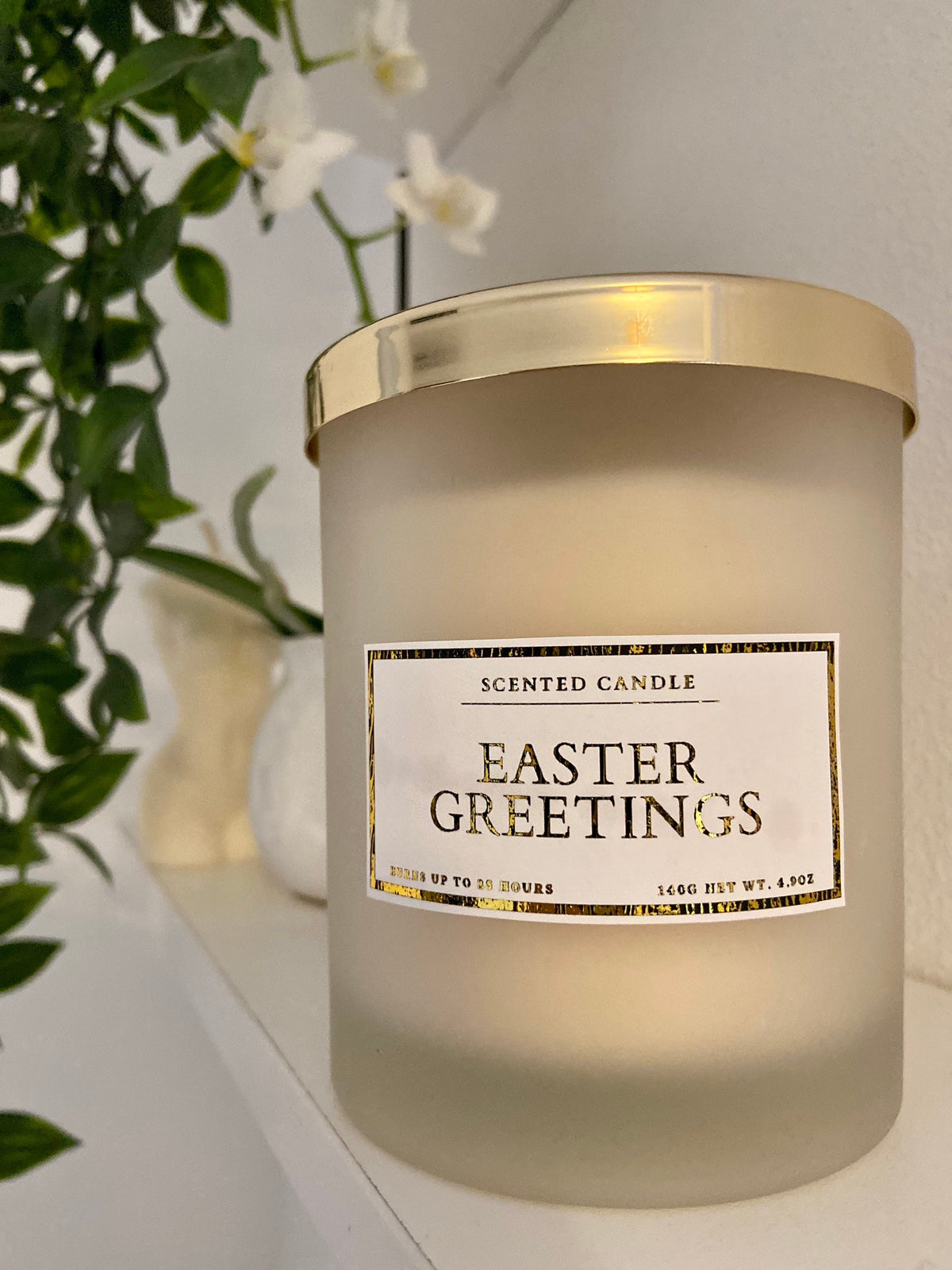 Isla & Co Easter Wishes Madagascan Vanilla candle in frosted white glass
