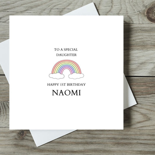 Personalised To A Special Daughter Rainbow Birthday Card
