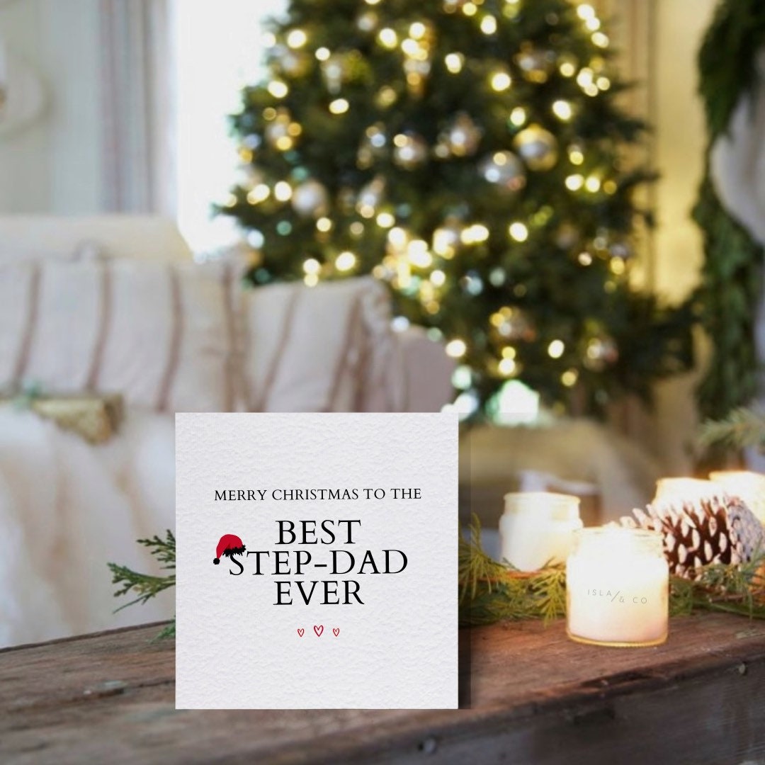 Merry Christmas To The Best Step-Dad Ever | Christmas Cards | Christmas Gifts | Merry Christmas | Personalised Christmas Cards