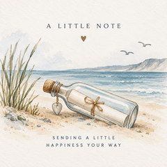 A Little Note greeting card with message in a bottle coastal illustration