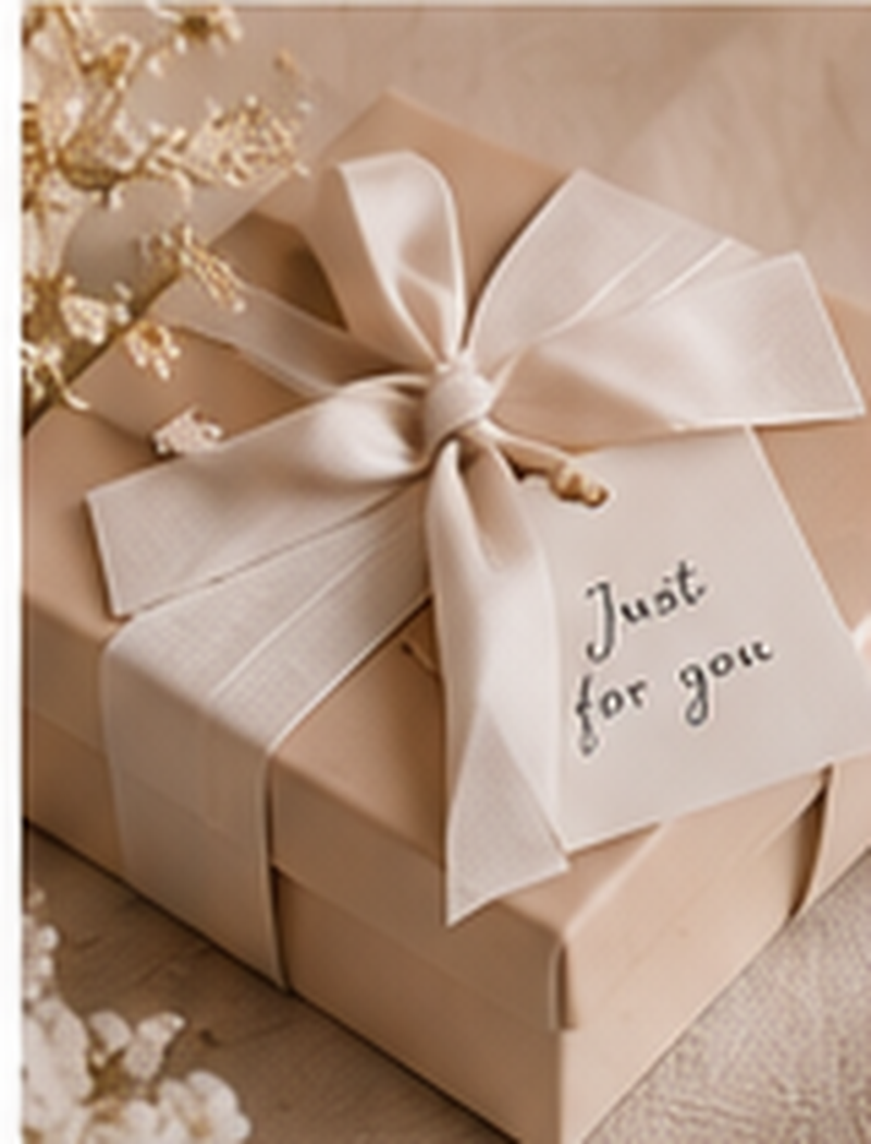 Wrapped gift with ribbon and handwritten gift tag