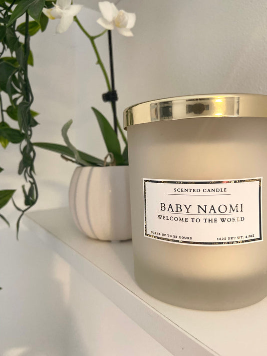 Personalised New Mum Baby Girl Welcome To The World Candle