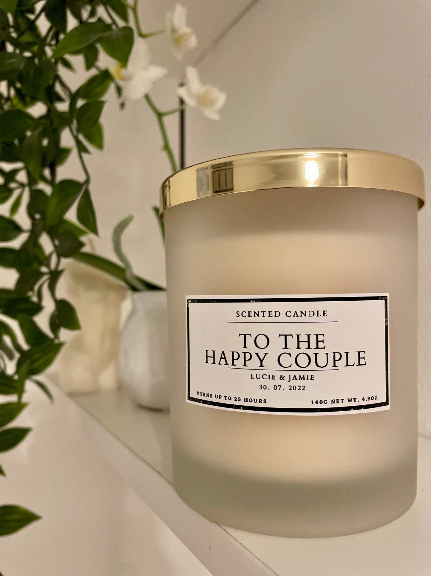 To The Happy Couple Personalised Wedding Candle
