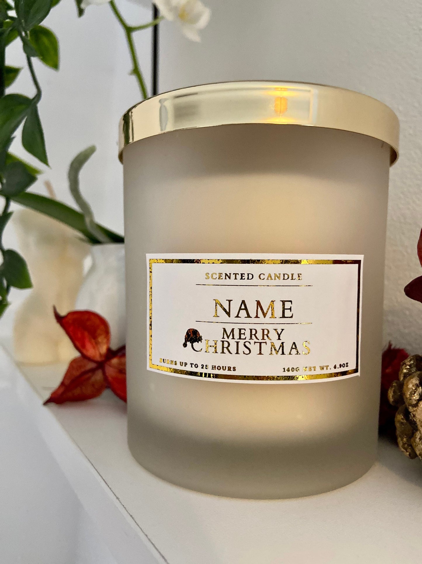 Personalised Merry Christmas Candle