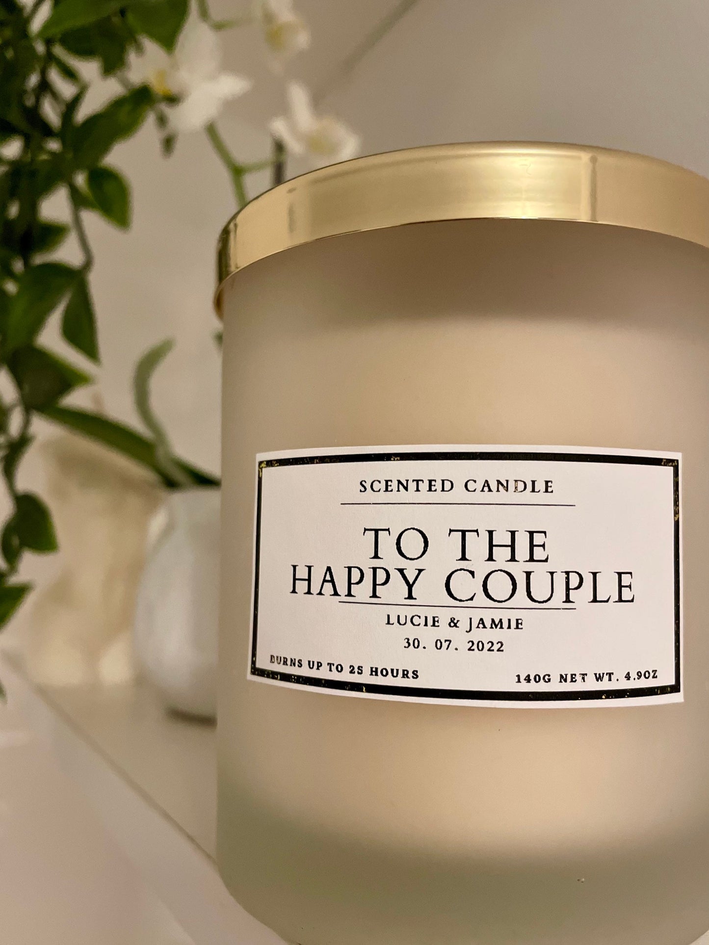 To The Happy Couple Personalised Wedding Candle