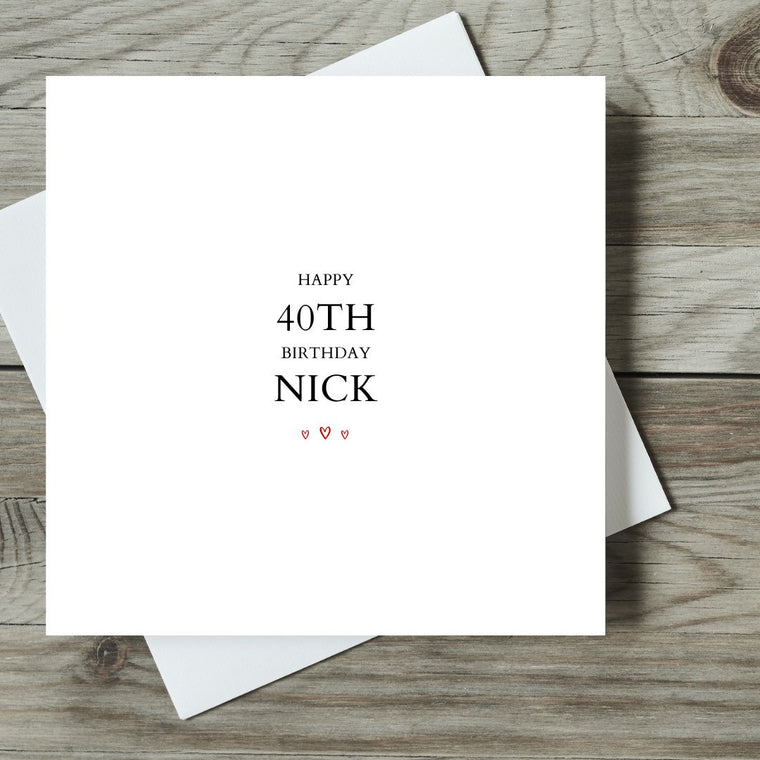 Happy 40th Birthday Personalised Card