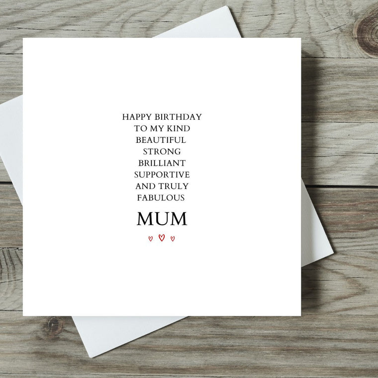 Happy Birthday To My Kind Beautiful Mum Card