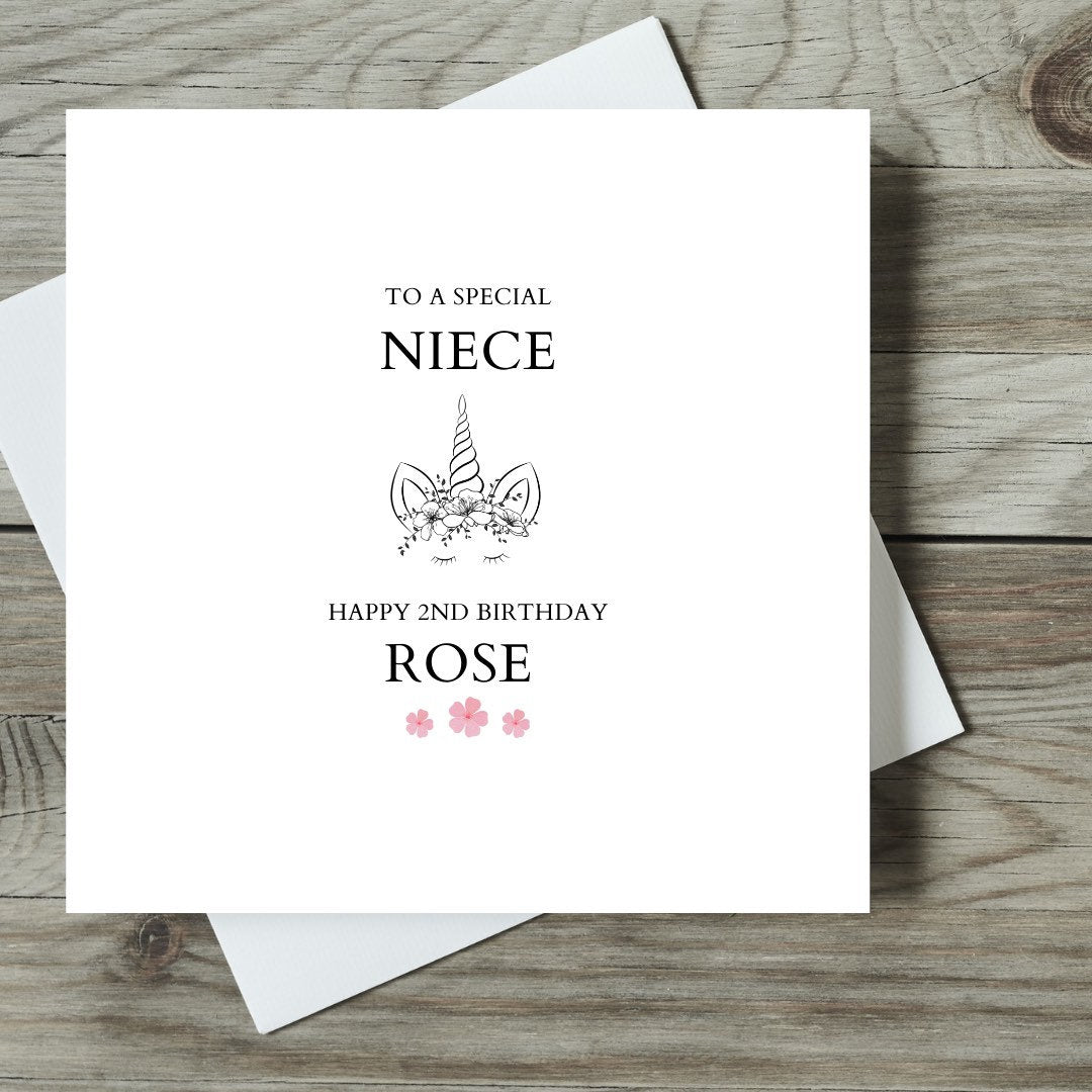 Personalised Unicorn Birthday Card For Niece