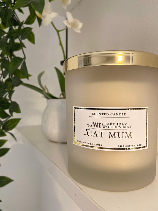 Happy Birthday To The World’s Best Cat Mum Candle