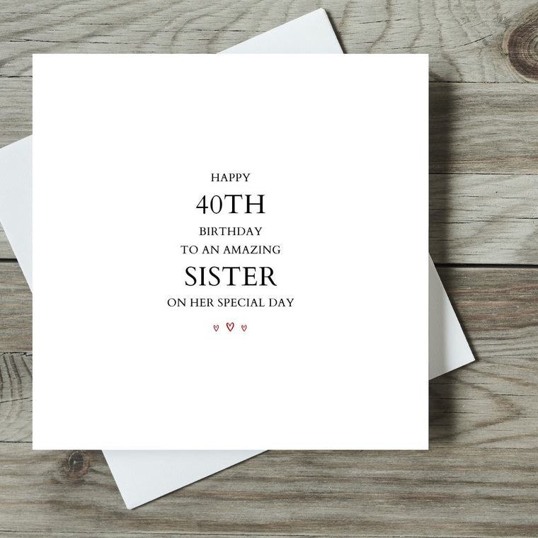 Happy 40th Birthday To An Amazing Sister Card