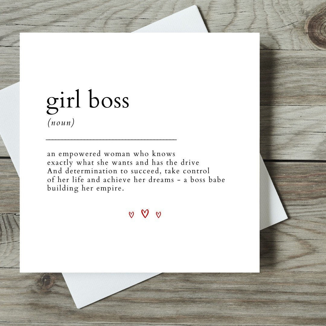 Girl Boss Definition Card/Girl Boss Birthday Card/Femme Cards/Boss Babe Gifts/Boss Lady Card