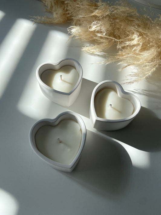 Stone Heart Candle Pot | Candle Set | Cute Candles | Heart Shaped Candles | Love Heart Candles | Concrete Candle Pot